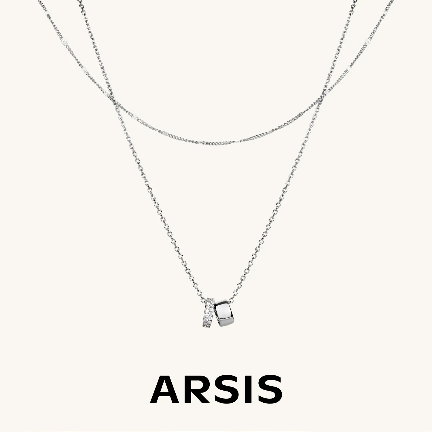 ARSIS ARSIS 循光双环叠链银色 银色