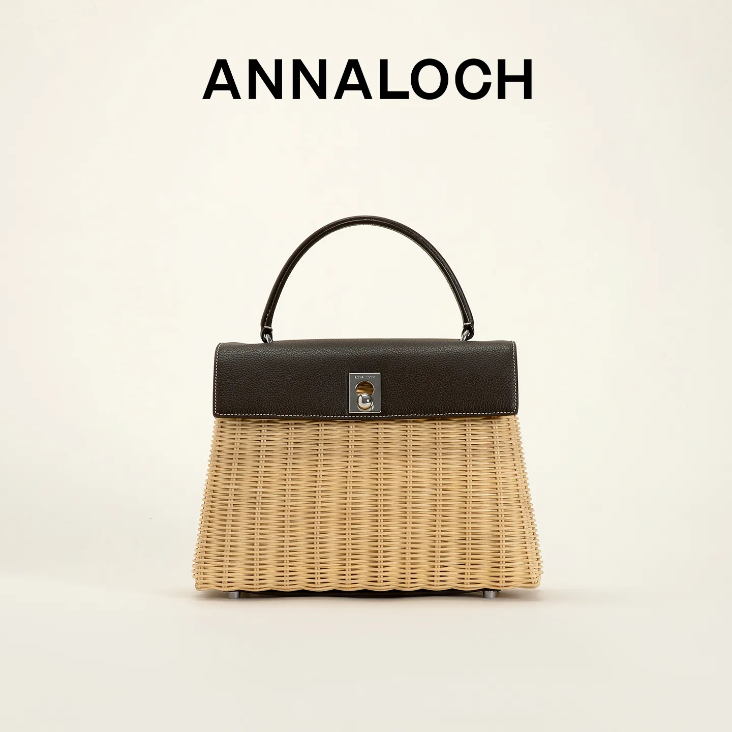 annaloch 「董洁同款」「静系列」 MARIE28高定藤编手提包，手工藤编 咖银色