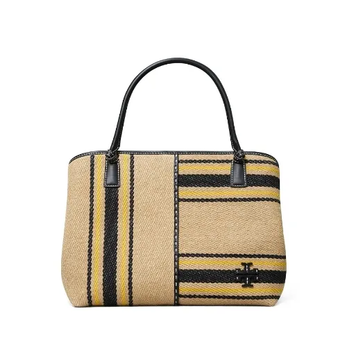 TORY BURCH MCGRAW 大号亚麻条纹手提包