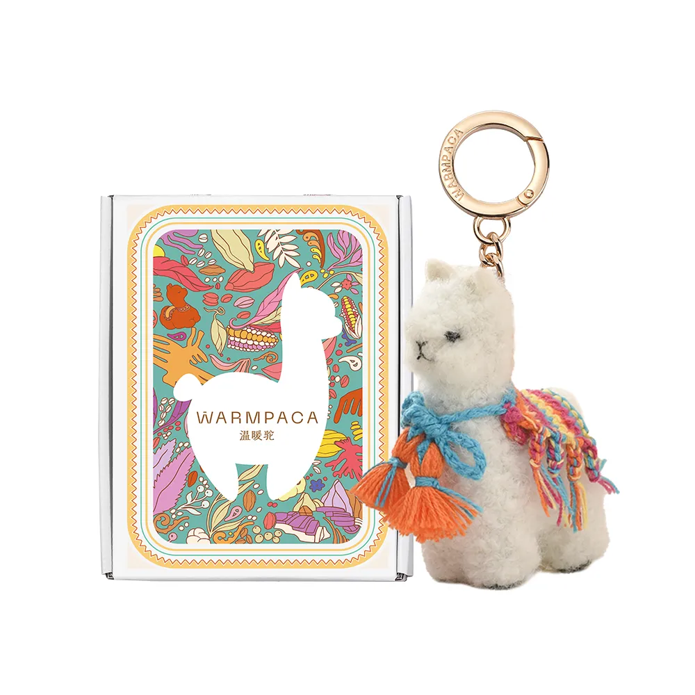 Warmpaca Warmpaca 秘鲁迷你编织毛毡小羊驼挂饰包挂件钥匙扣-小背毯（挂饰皮绳链子随机）