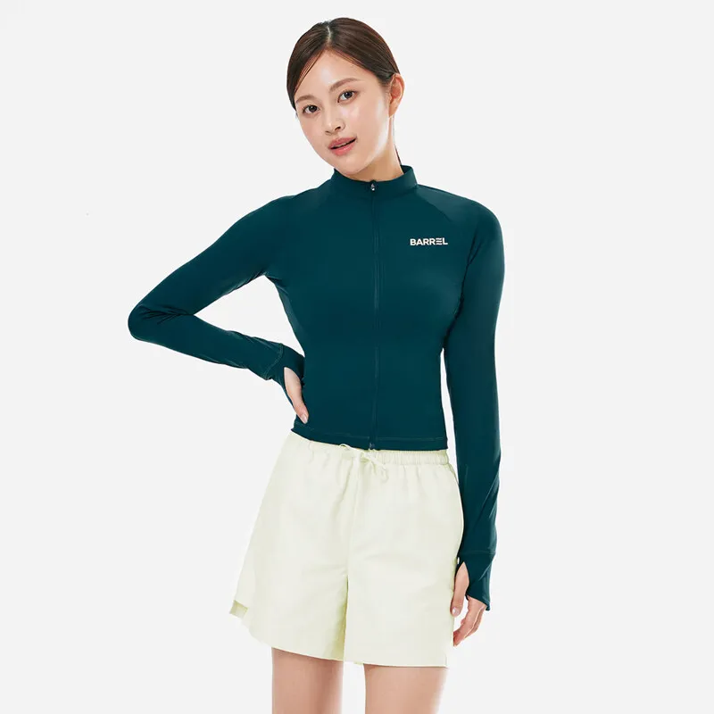 BARREL WOMEN ESSENTIAL CROP ZIP UP RASH GUARD