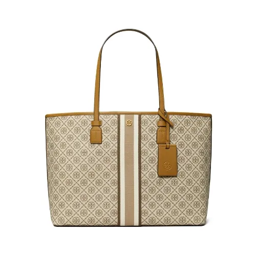 TORY BURCH T MONOGRAM中号涂层帆布托特包