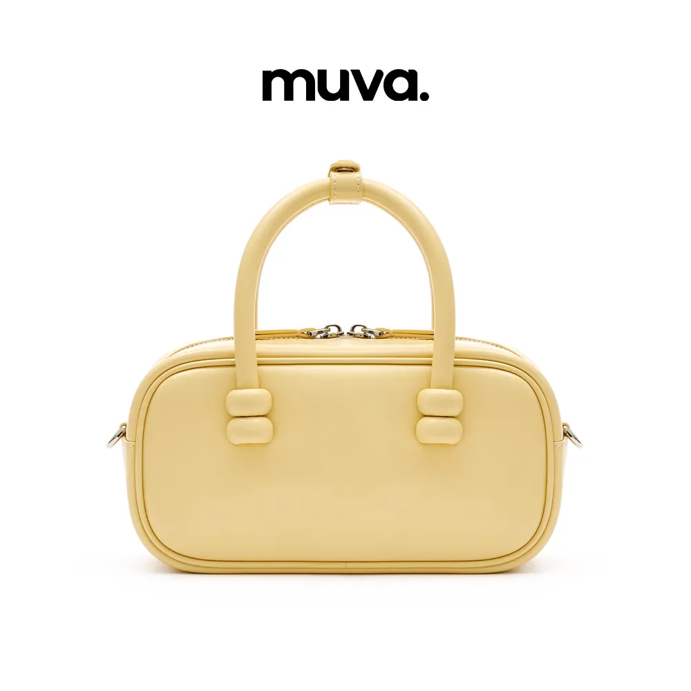 Muva Muva 波士顿包包 秋冬时尚百搭真皮手提包 奶油黄