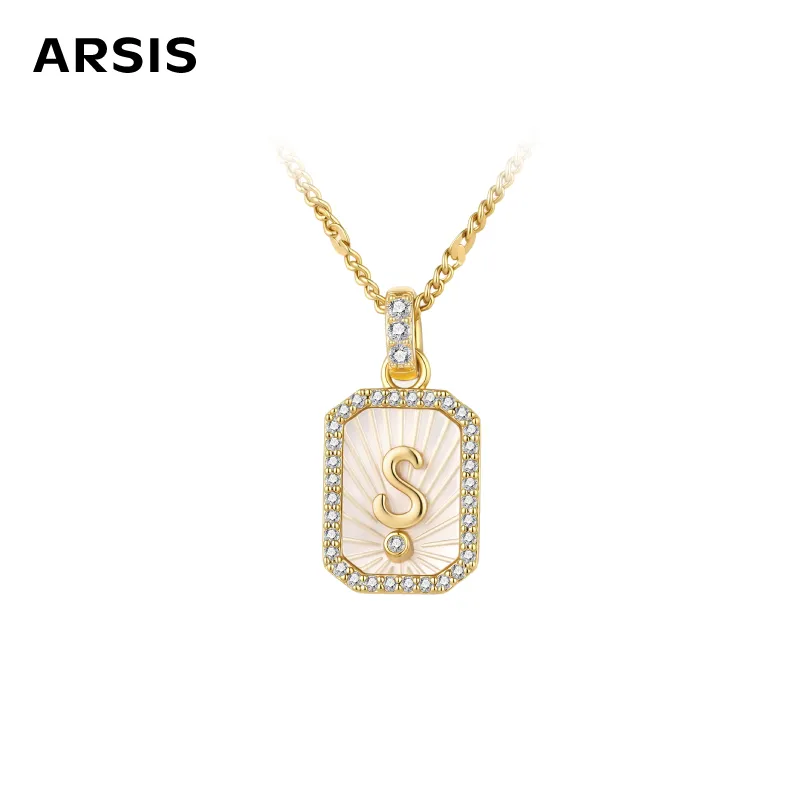 ARSIS 浮雕字母盾牌项链金色（S）