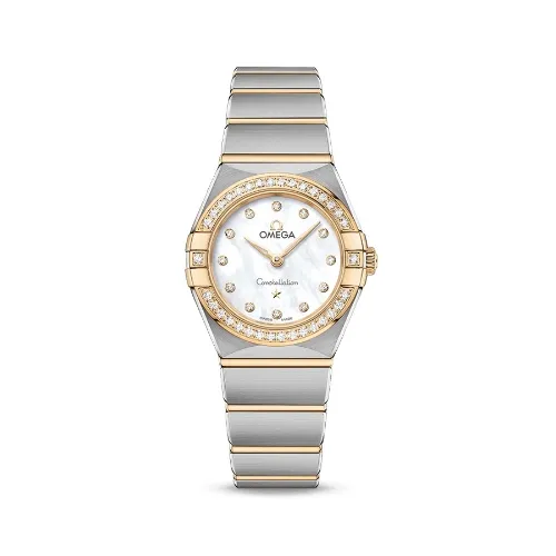 OMEGA 欧米茄星座黄金镶钻石英女士腕表