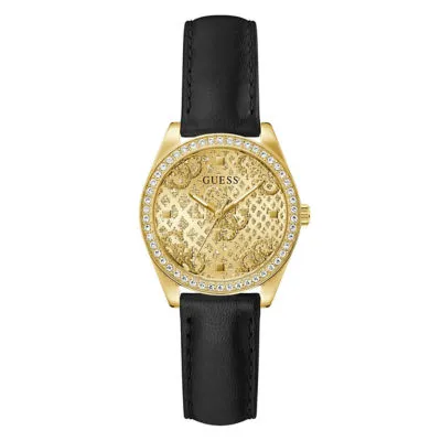 GUESS Women 32mm Gold Case & Genuine Leather Watch (GW0989L2)