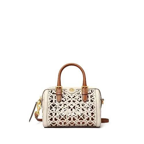 TORY BURCH T MONOGRAM 迷你镂空皮革酒桶包