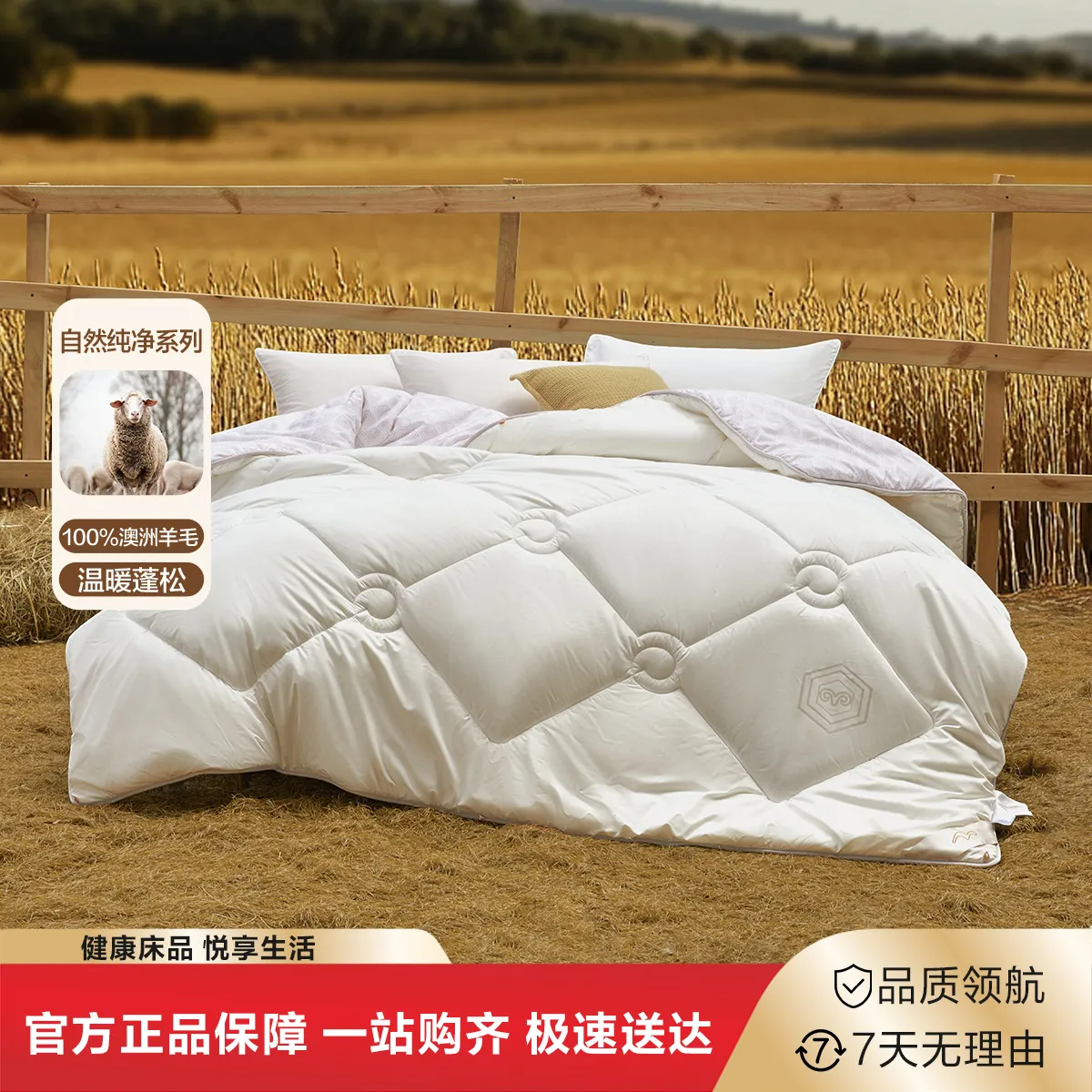 水星家纺 澳洲进口羊毛被抗菌冬被宿舍春秋被芯加厚保暖四季被床品