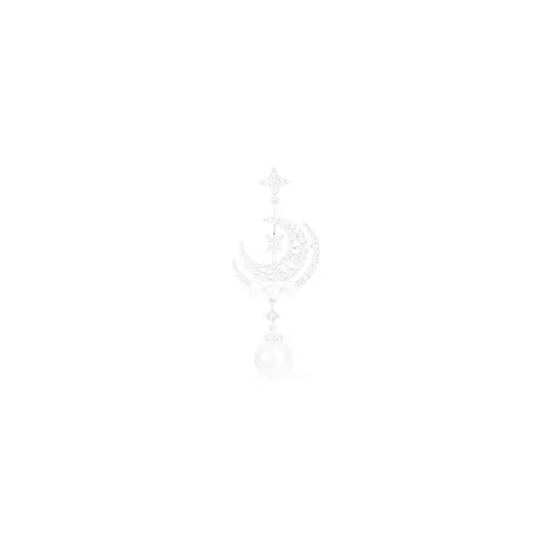 APM Monaco 月亮&星星耳环饰垂坠珍珠 - 银白色（单只）
