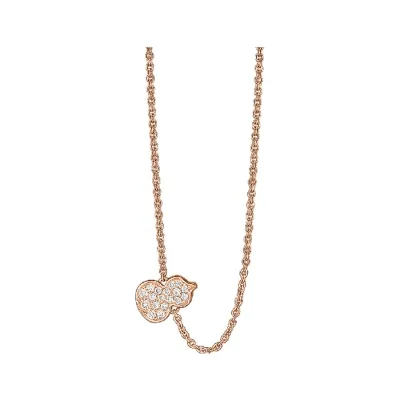 Qeelin Petite Wulu 18K 玫瑰金钻石项链