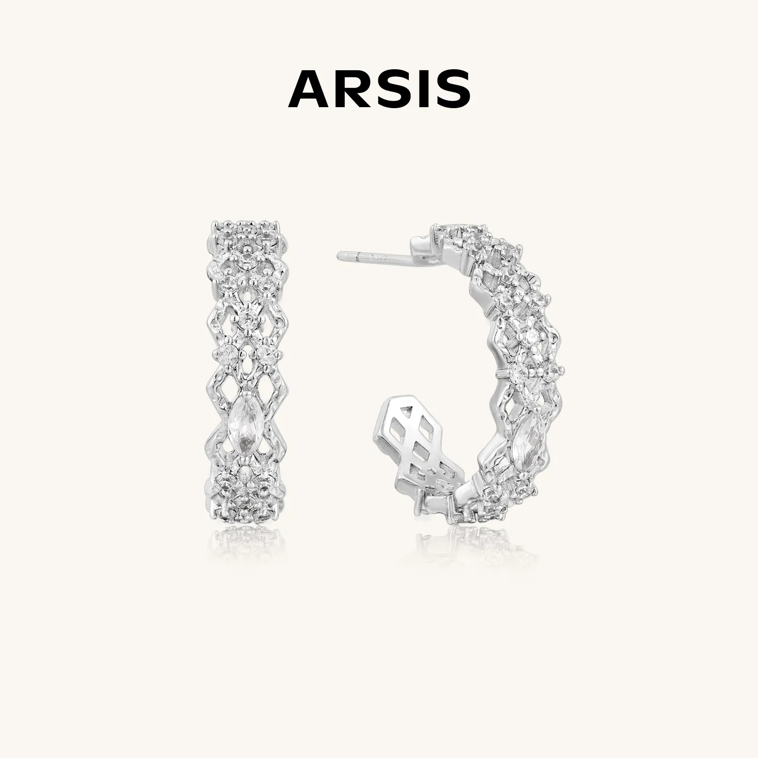 ARSIS 粼境波纹耳环（细版） 银色