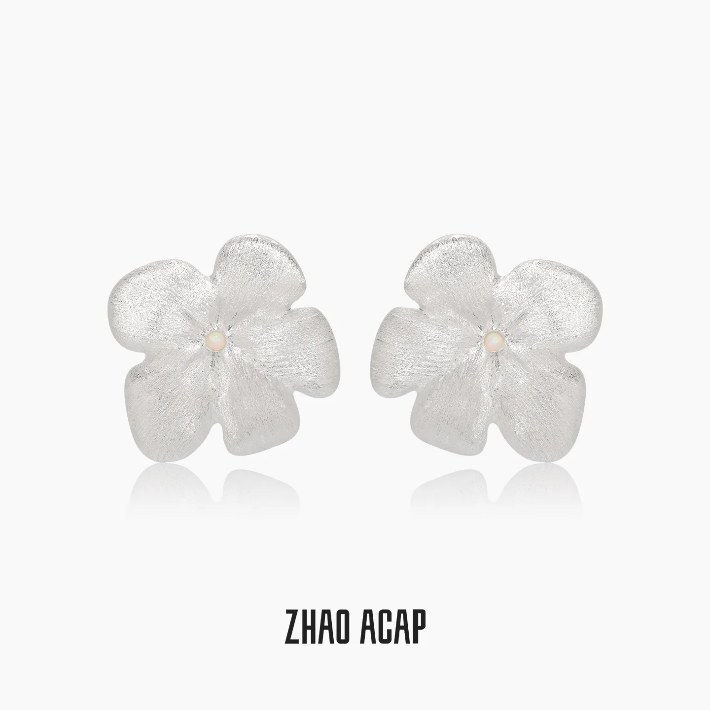 ZHAO ACAP 充气方花花耳钉 银色
