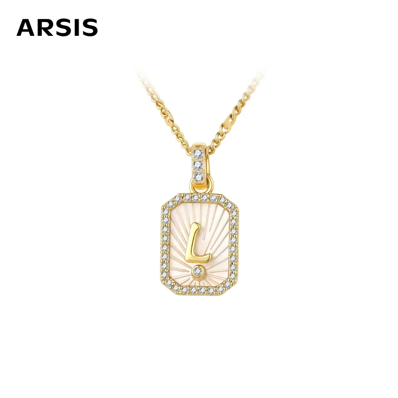 ARSIS 浮雕字母盾牌项链金色（L）