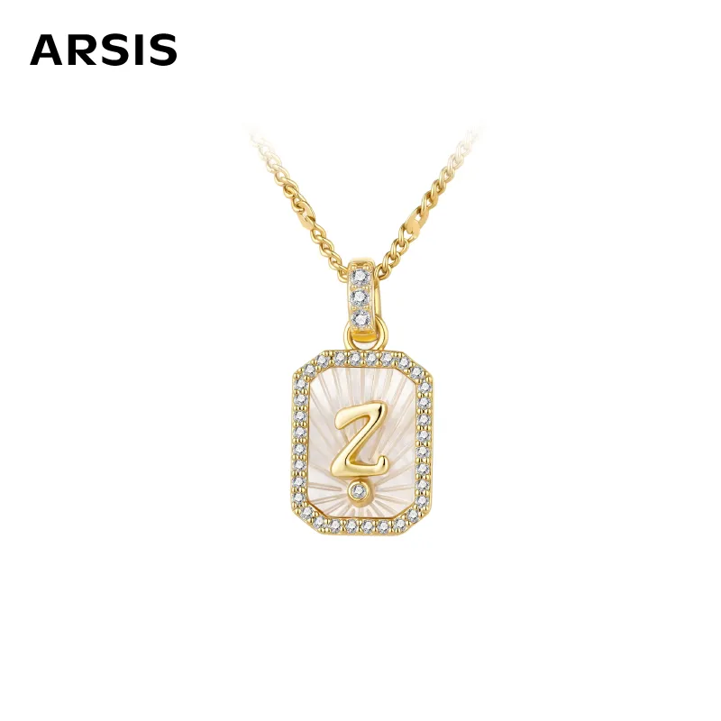 ARSIS 浮雕字母盾牌项链金色（Z）