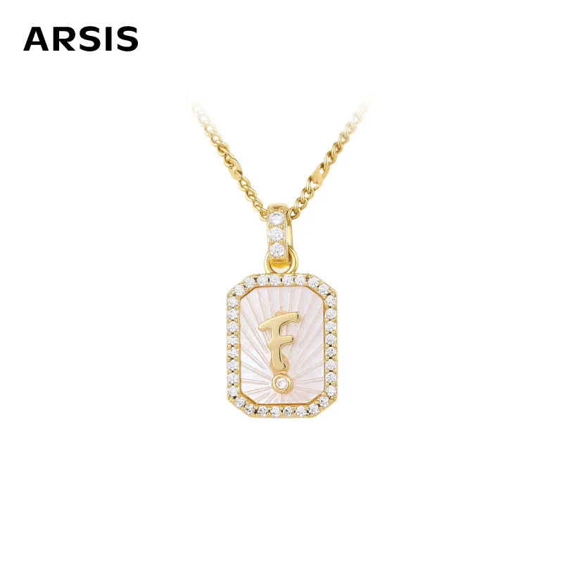 ARSIS 浮雕字母盾牌项链金色（F）
