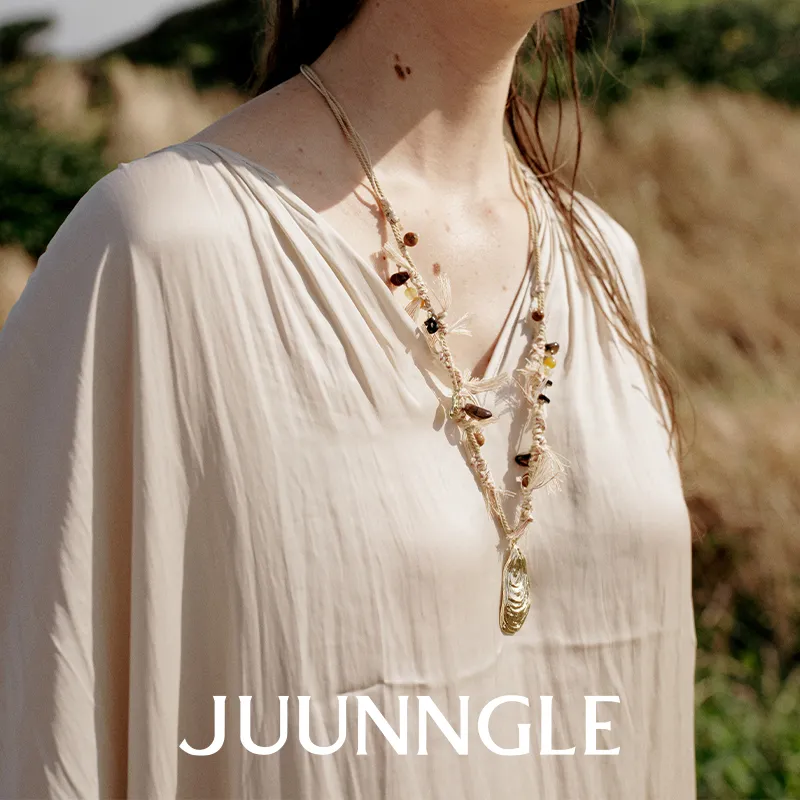 JUUNNGLE 洲谷 「钟楚曦同款」贻贝海湾项链（黑、白金） 黑色 白金色