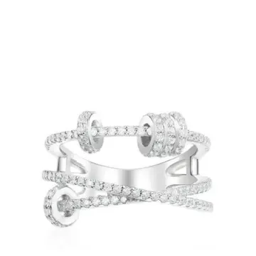 APM Monaco三圈戒指配滑动圆环-银白色