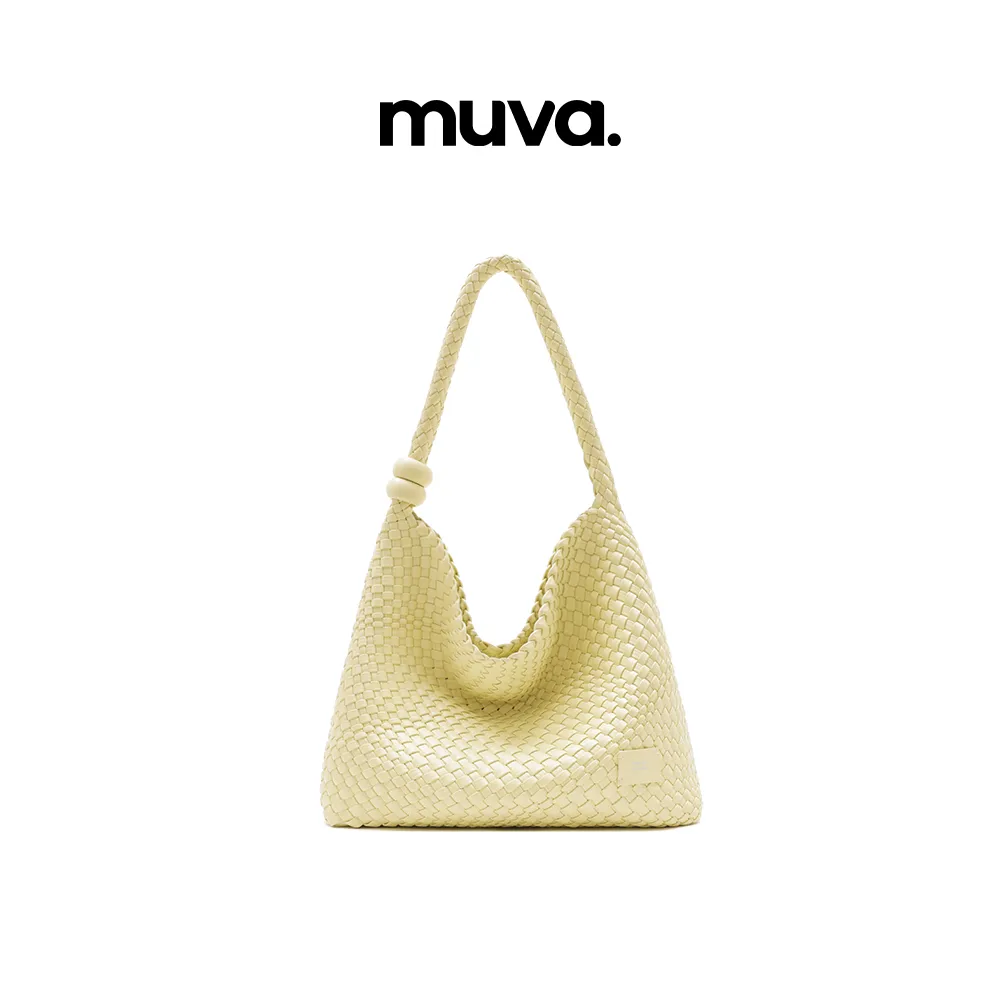 Muva Muva 大容量编织托特包通勤新款时尚设计感单肩包 奶油黄