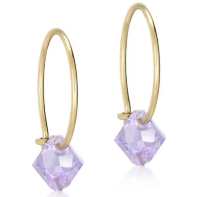 Gold Titanium Bicone Earrings 14mm, Violet