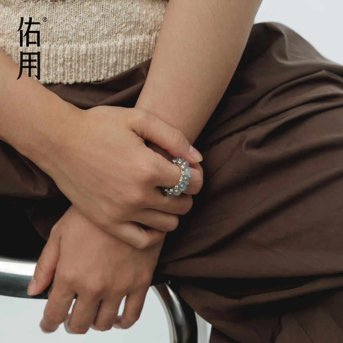 Aesth&Util 佑用 念珠戒指-单-灰月光（水） 灰色
