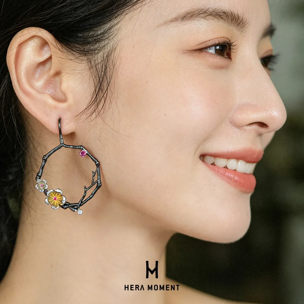 HERA MOMENT 赫拉臻藏 梅花银镀18K金耳饰
