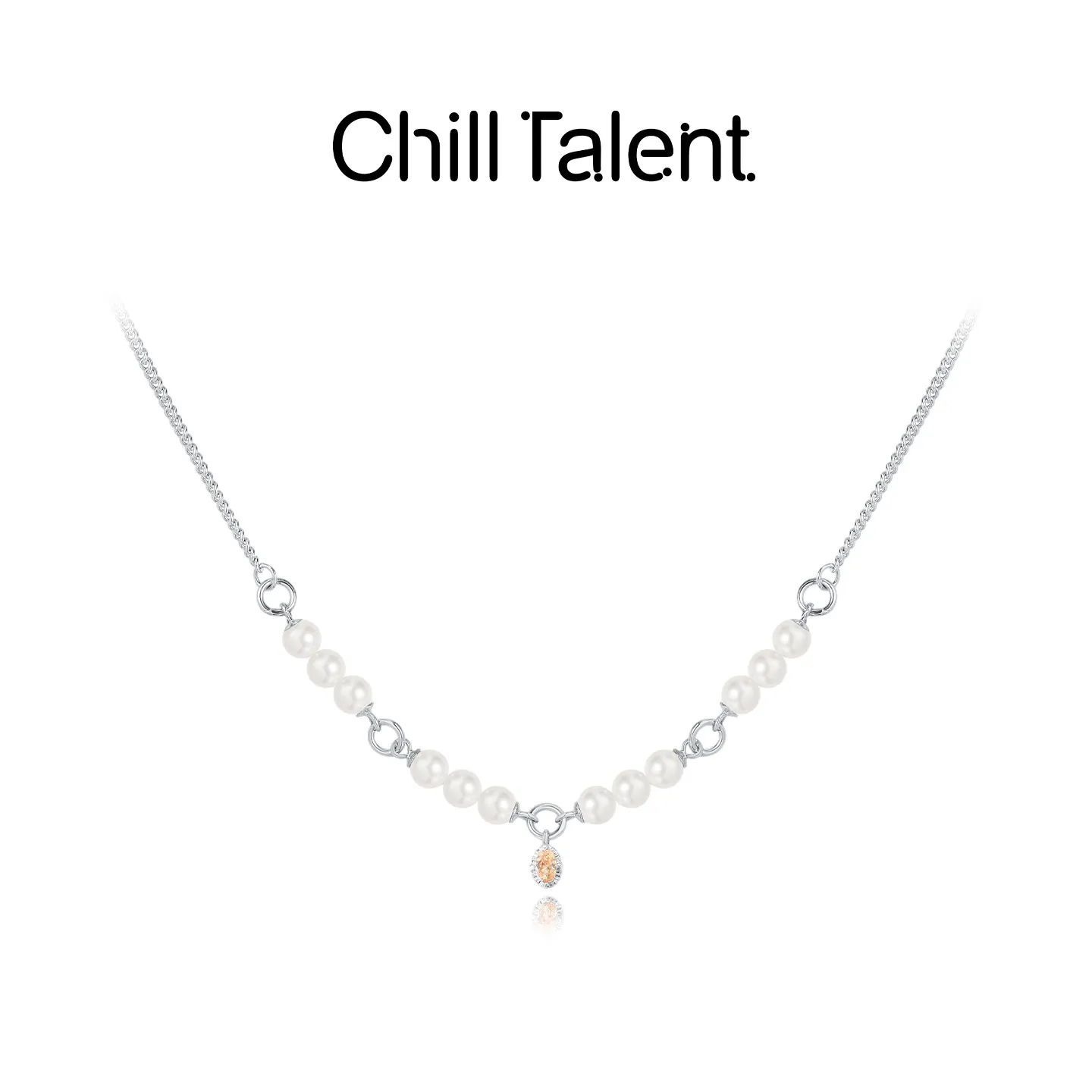 ChillTalent 【董璇 金靖 张紫宁同款】落日影单粼光项链 银色