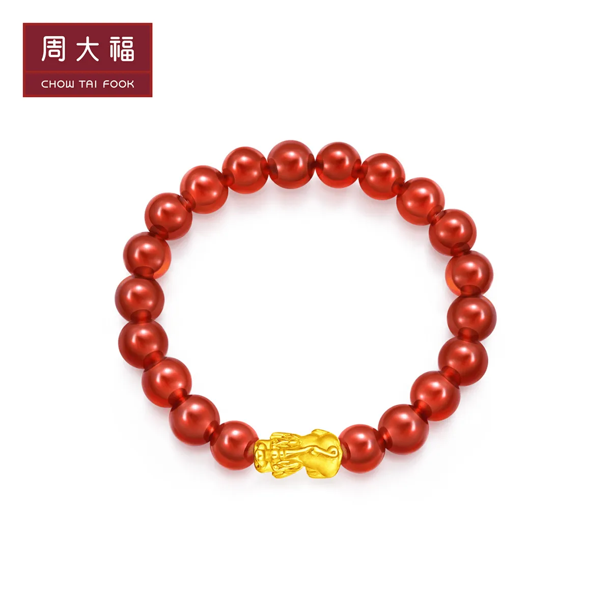 周大福貔貅足金黄金红玉髓手串R24157 E1488504
