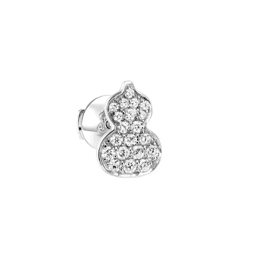 Qeelin Petite Wulu 18K 白金钻石耳环（单只）