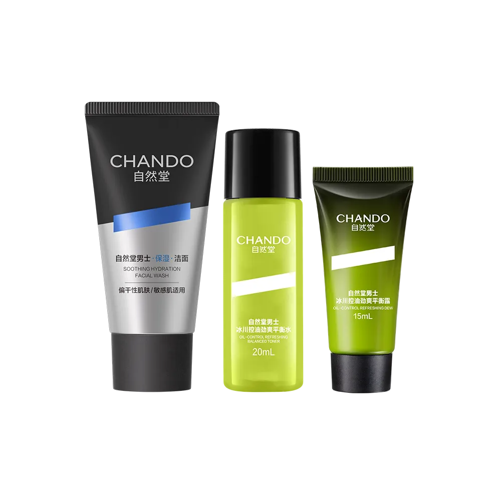 CHANDO 自然堂 【试用专享】男士舒缓控油洁水露尝鲜组合-舒缓保湿洁面30mL+水20mL+露15mL