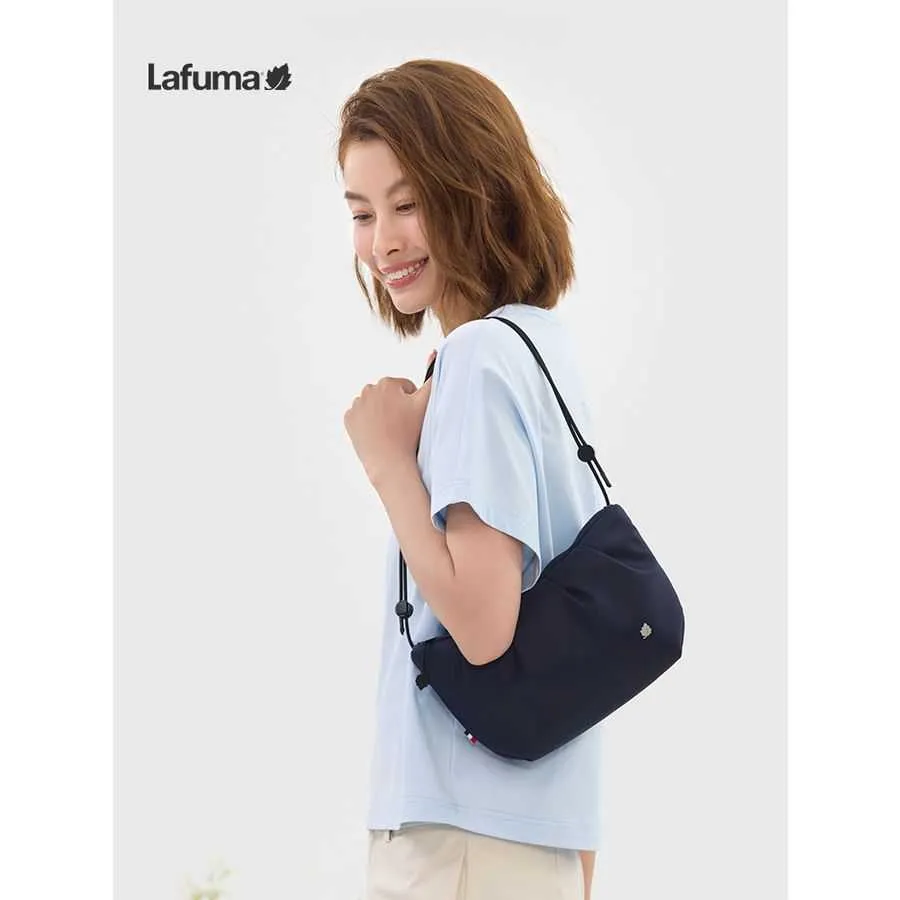 LAFUMA乐飞叶户外26新款休闲多功能轻便女单肩包束口可调节印花包 藏青色
