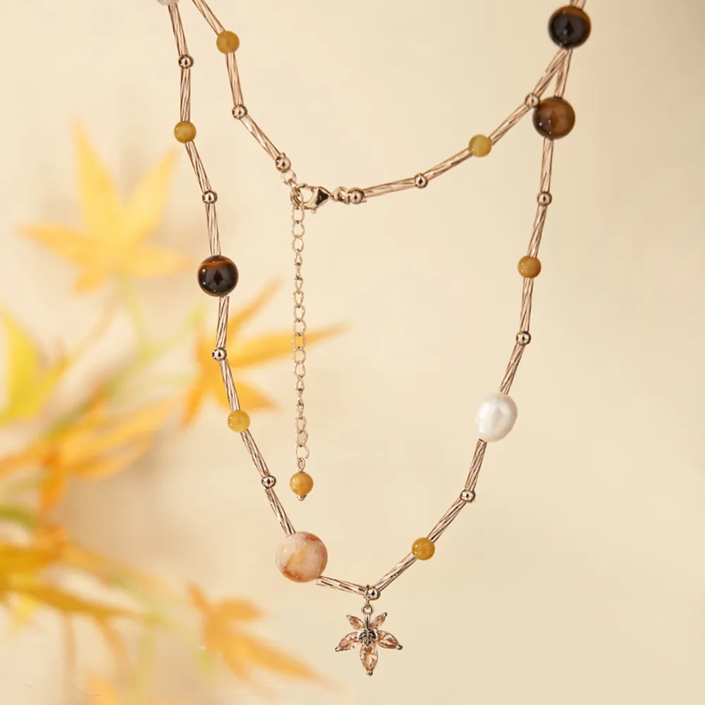 The British Museum 大英博物馆 枫叶之梦长款珍珠水晶项链｜东方梦境系列