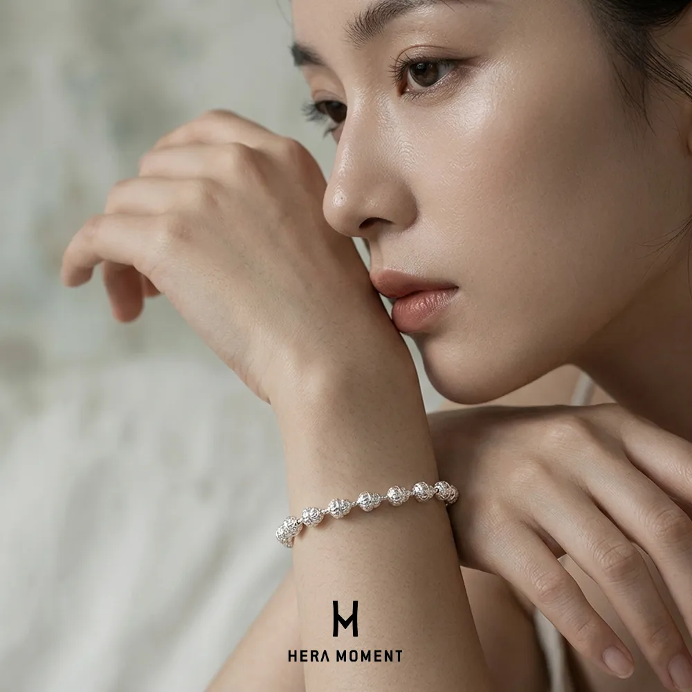 HERA MOMENT 赫拉臻藏 「礼物推荐」复古葫芦银镀18k金转运手链 银色