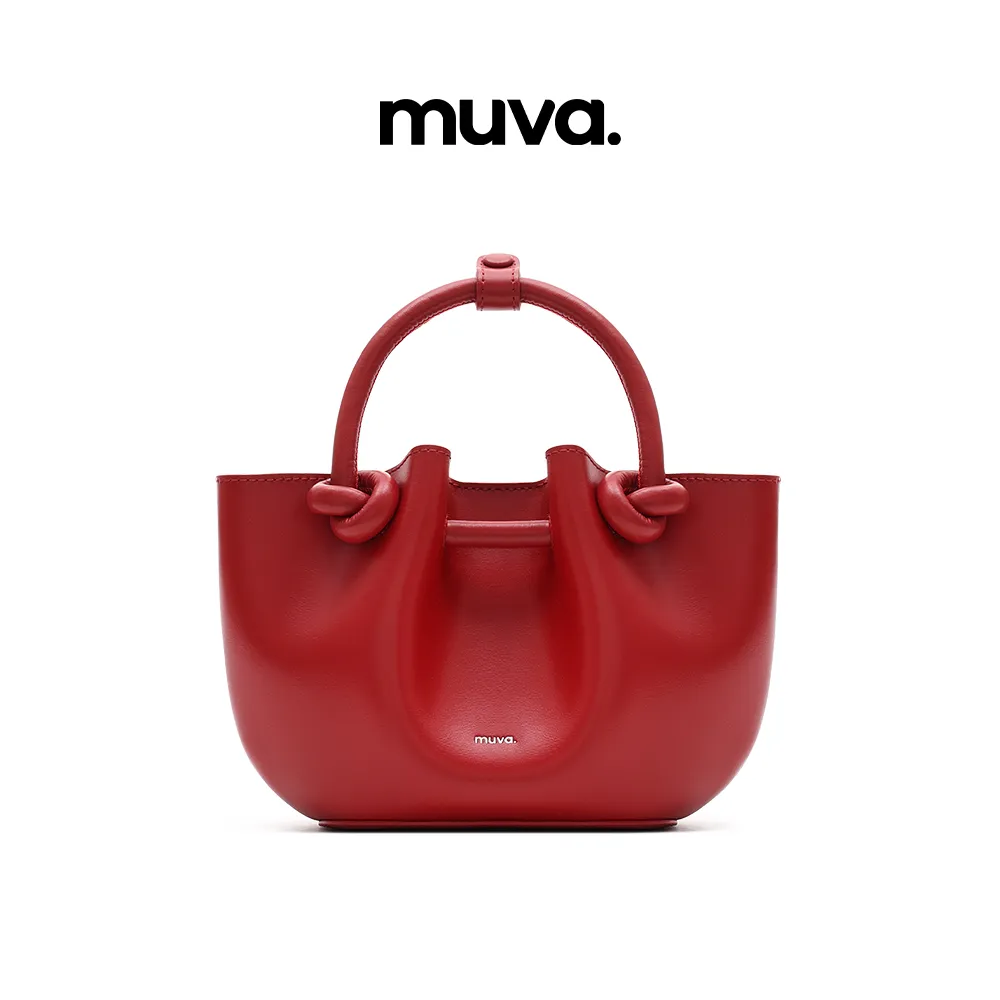 Muva Muva 高级感外出小拎包菜篮子真皮子母袋单肩手提斜挎 派对红