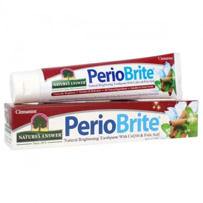 Nature's Answer PerioBrite Natural Whitening Toothpaste w/CoQ10 & Folic Acid, Cinnamint, 113.4 g.