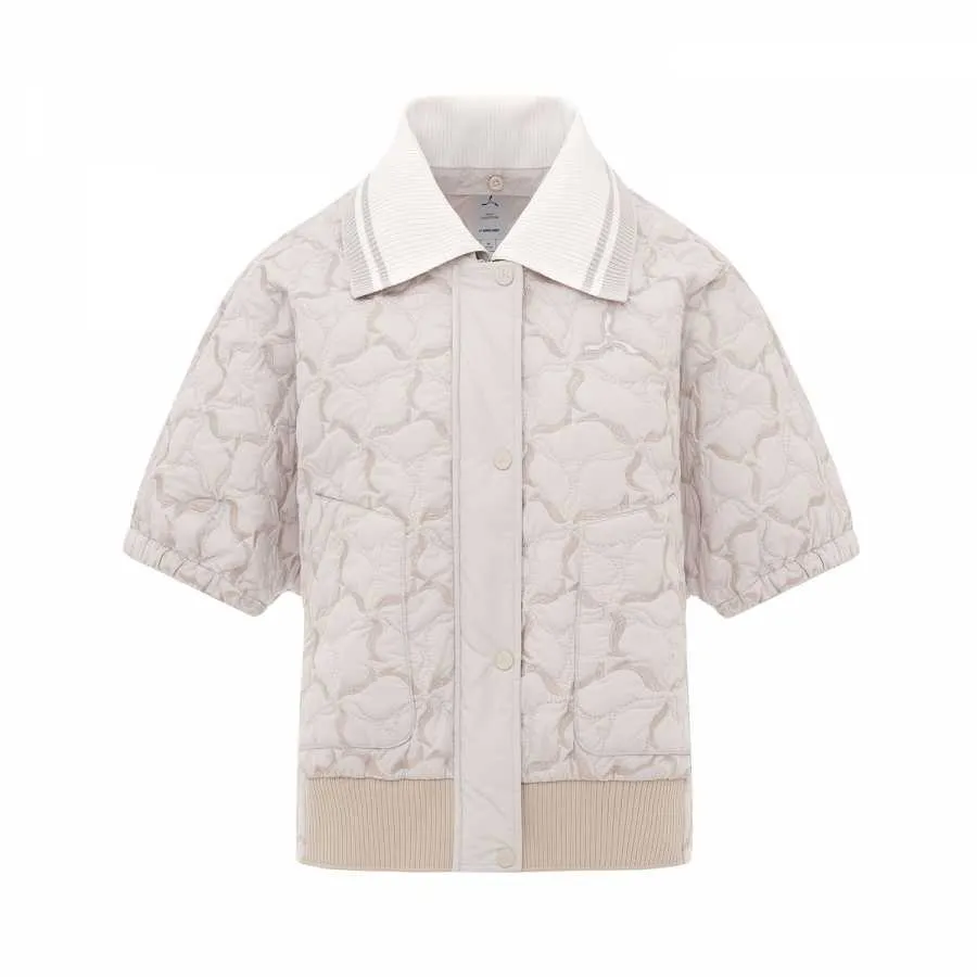 【高尔夫系列】LI-NING1990女士抽绳针织领短袖棉服 李宁1990 月光灰