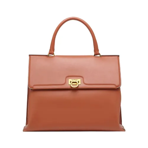 Salvatore Ferragamo/菲拉格慕 TRIFOLIO中号手提袋 牛皮革 棕色