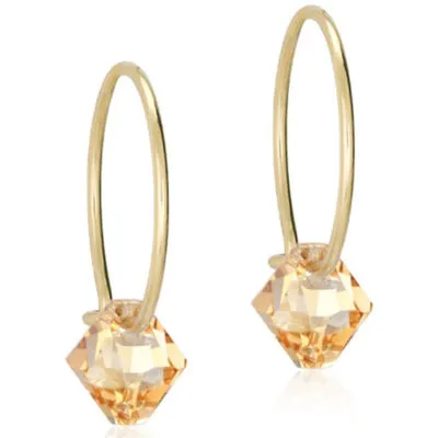 Gold Titanium Bicone Earrings 14mm, Golden Shadow