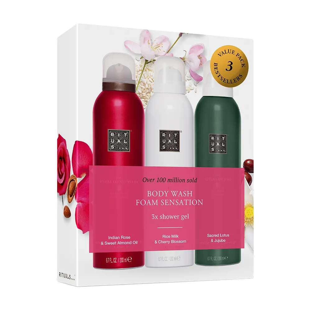 Rituals 发泡沐浴露混合三支装 梵心200ml+樱花200ml+静200ml