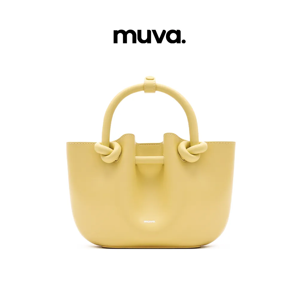 Muva Muva 高级感外出小拎包菜篮子真皮子母袋单肩手提斜挎 奶油黄