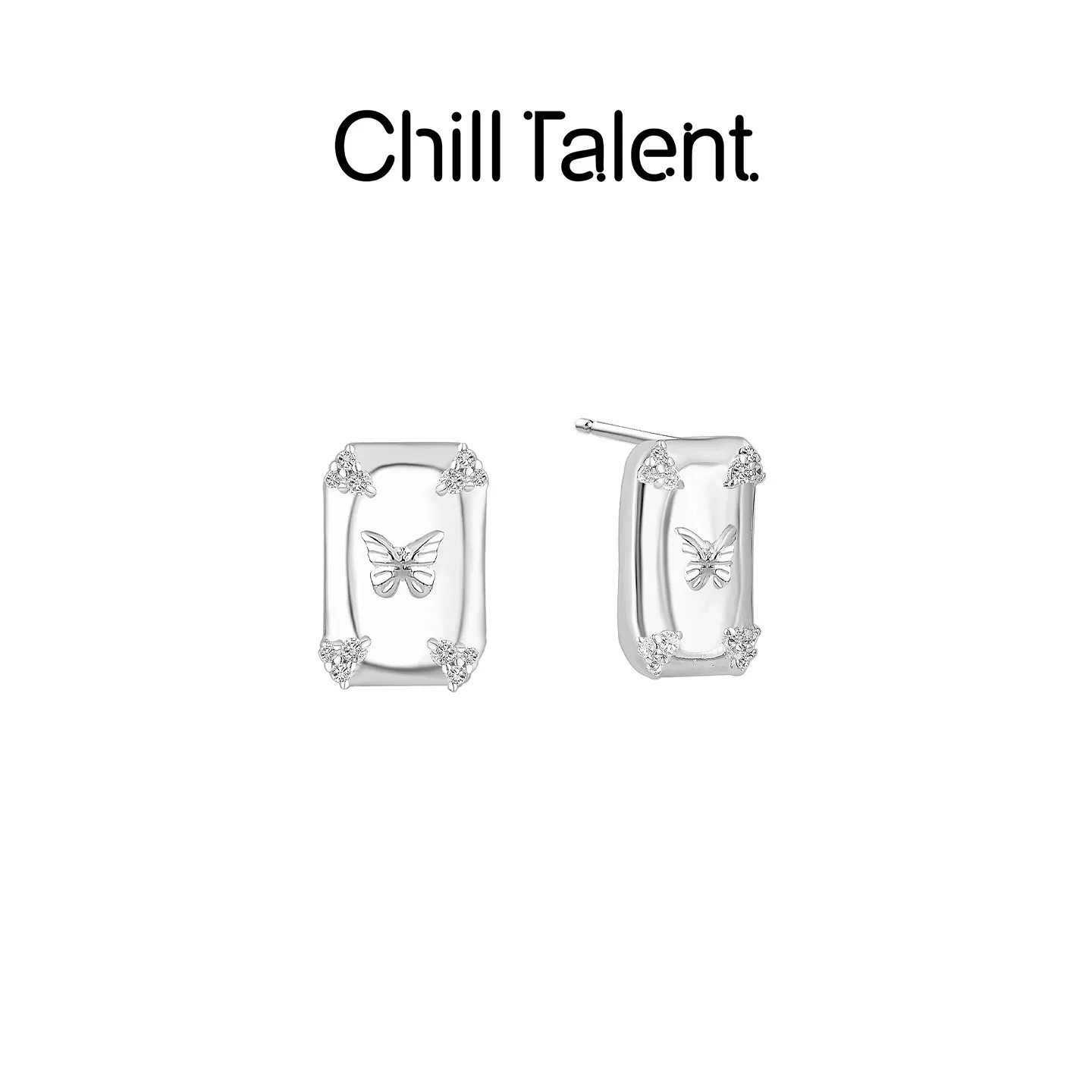 ChillTalent 蝶影星光耳饰高级感精致原创设计 银色