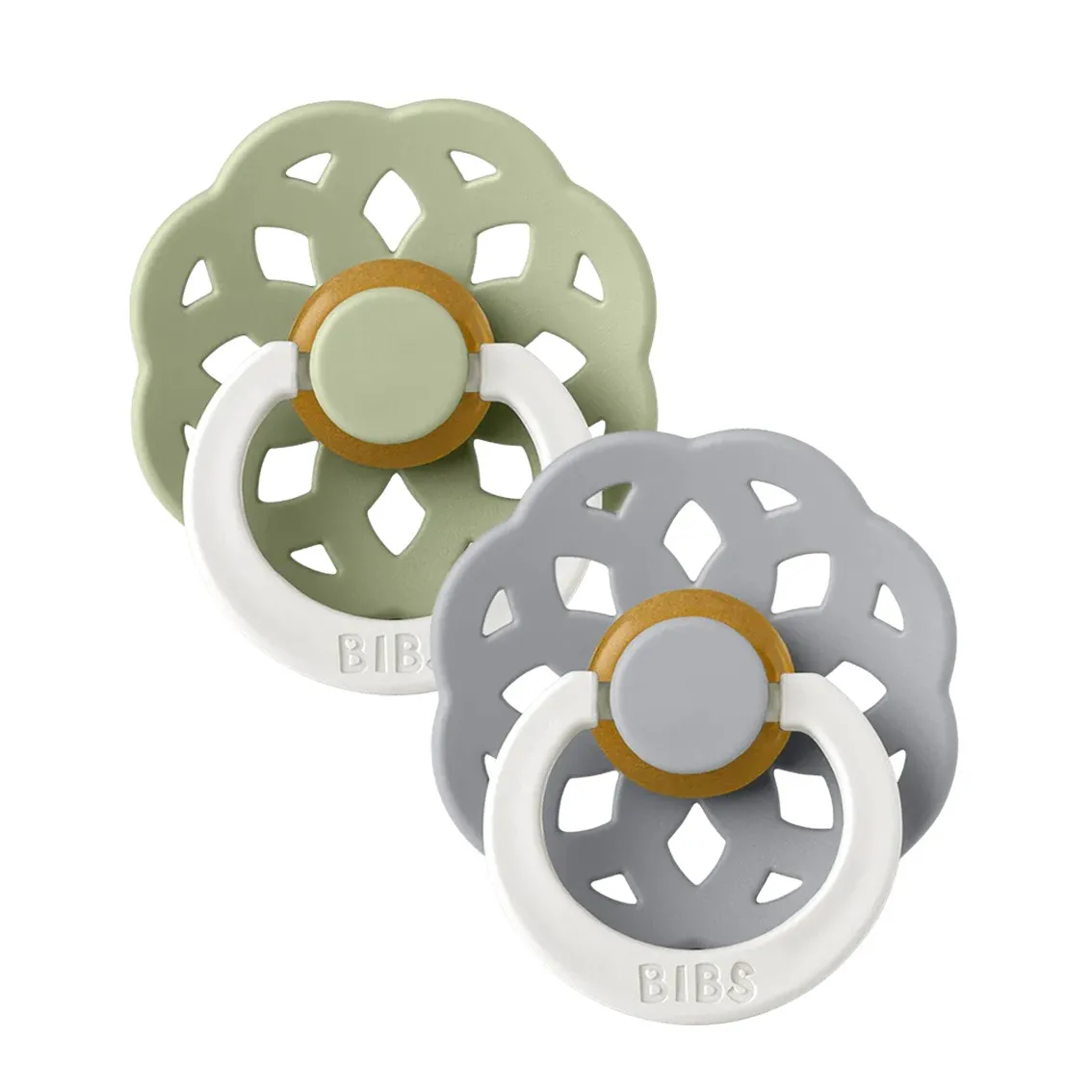 BIBS Boheme GLOW 2 Pack Baby Pacifier Size 1