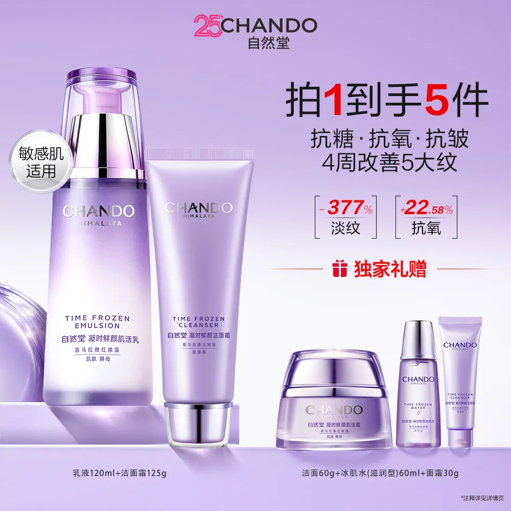 CHANDO 自然堂 【一洗一护】2件套 凝时抗皱洁乳护肤礼盒