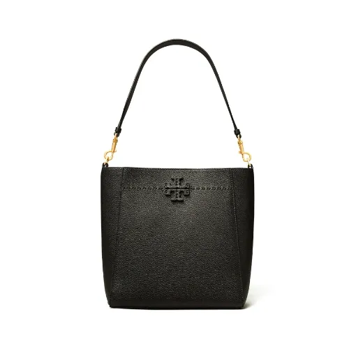 TORY BURCH MCGRAW中号牛皮双T LOGO肩背桶包