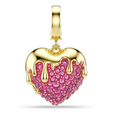 Idyllia Charm, 圆形切割, 心形, 粉红色, 镀金色调
