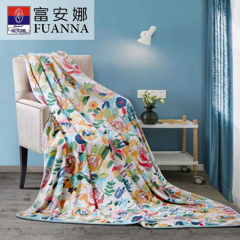 富安娜（FUANNA）时尚多功能午休毯 摩卡时光 80*120cm 毛毯被子办公室午休厚床毯多功能盖 80*120cm:条
