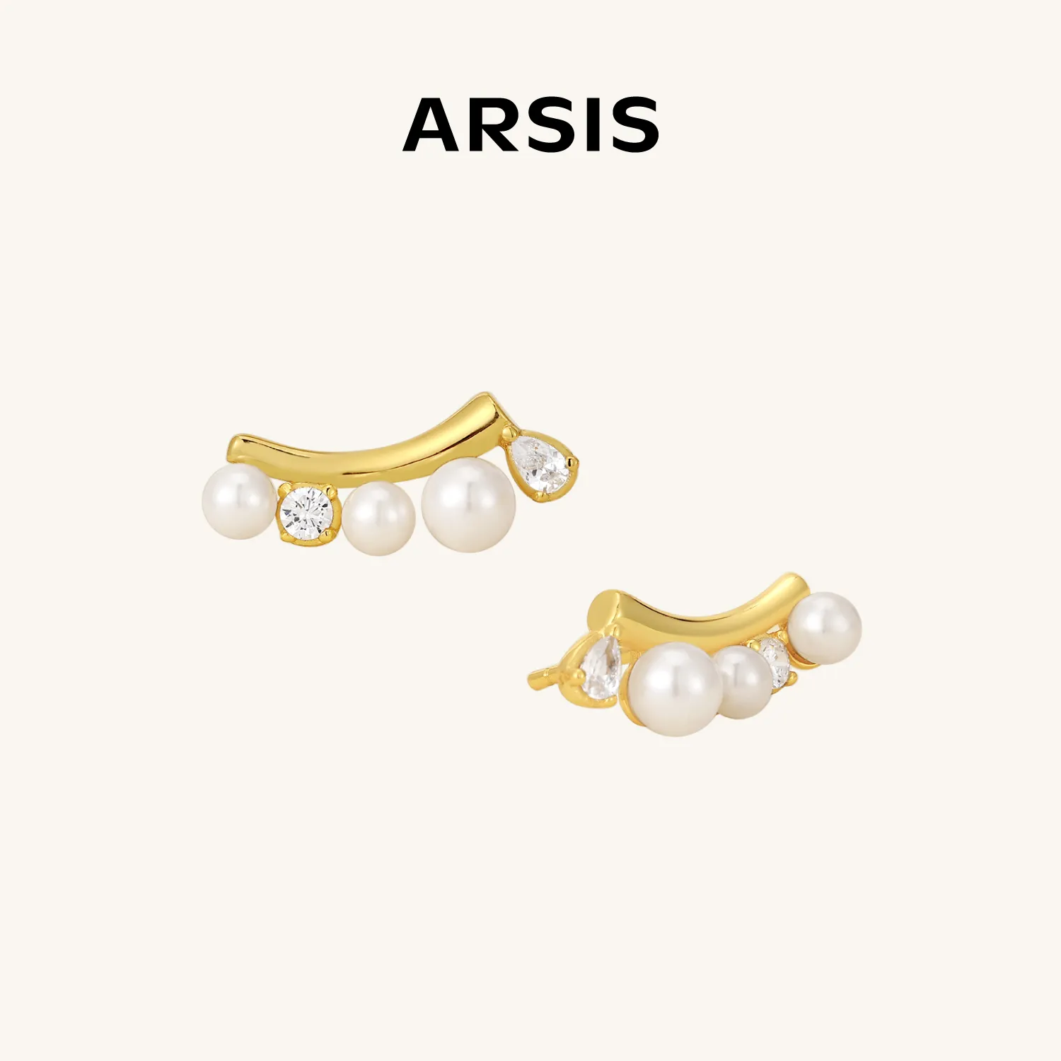 ARSIS 纯真年代微笑耳钉 金色
