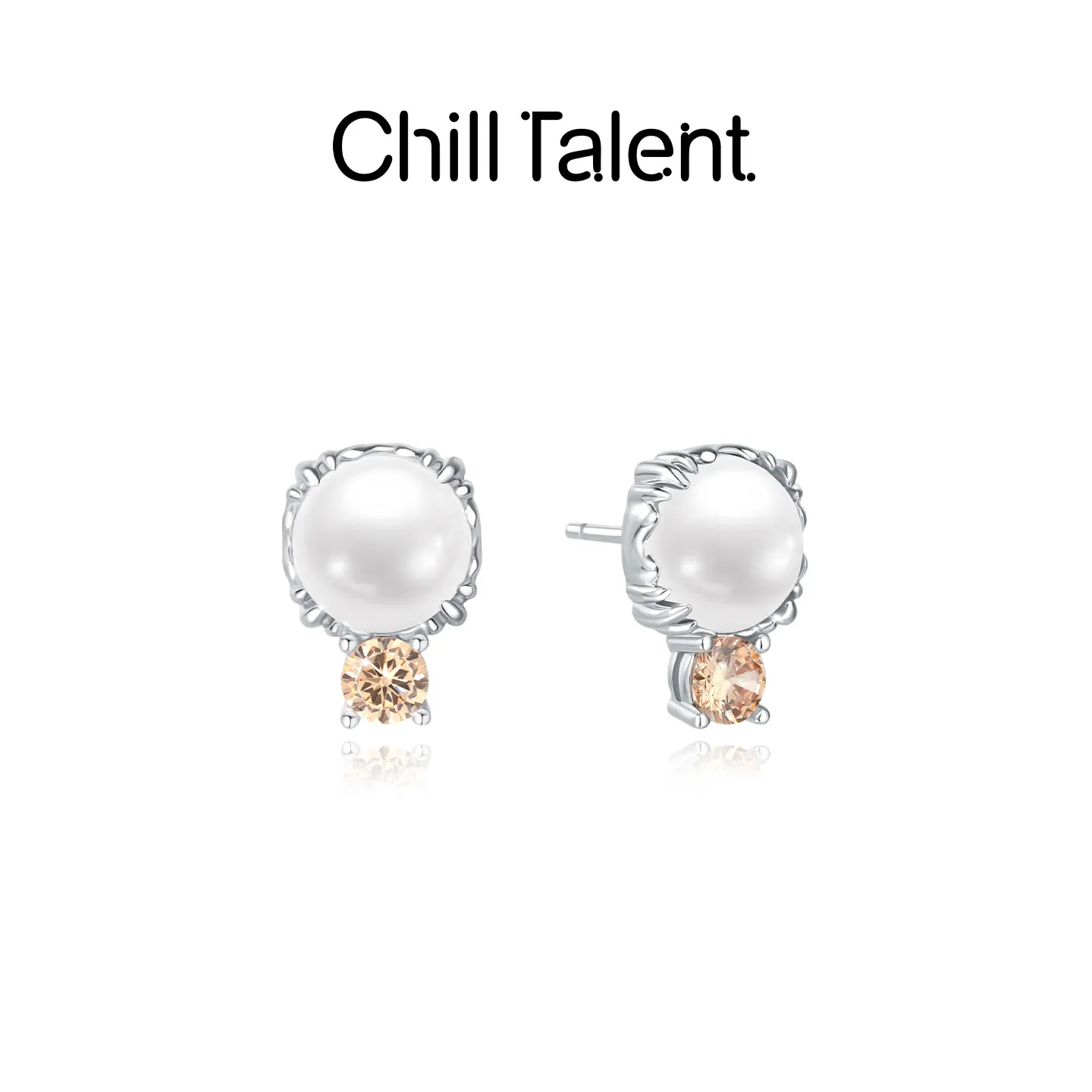 ChillTalent 【蒋依依 李莎旻子 刘雅瑟 宣萱同款】落日精灵百搭耳钉小众轻奢 银色