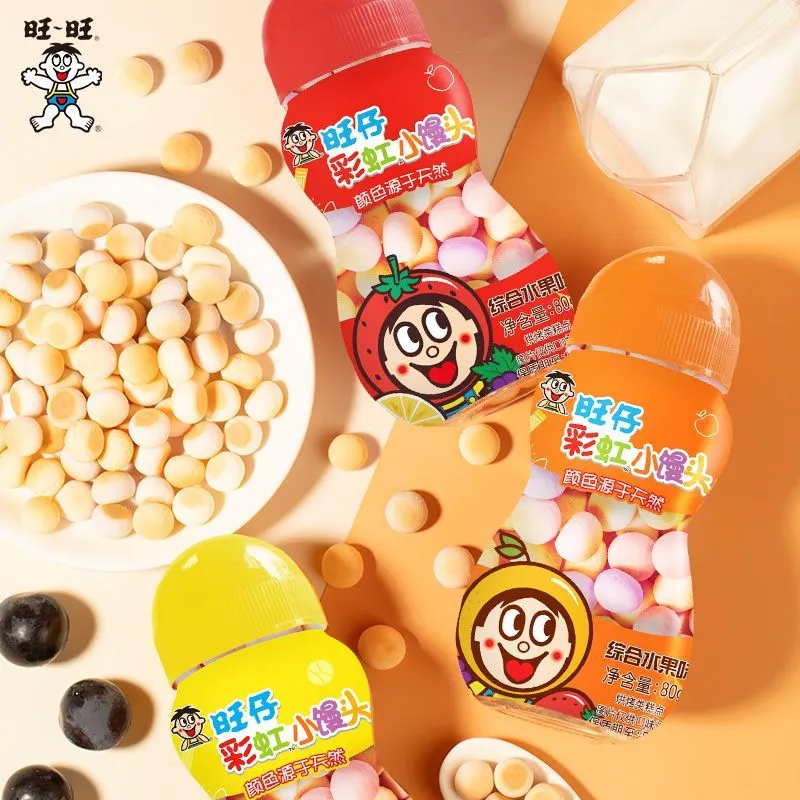 wangwang 旺旺 旺仔彩虹小馒头综合水果味80g*5瓶休闲零食小馒头点心 单件装