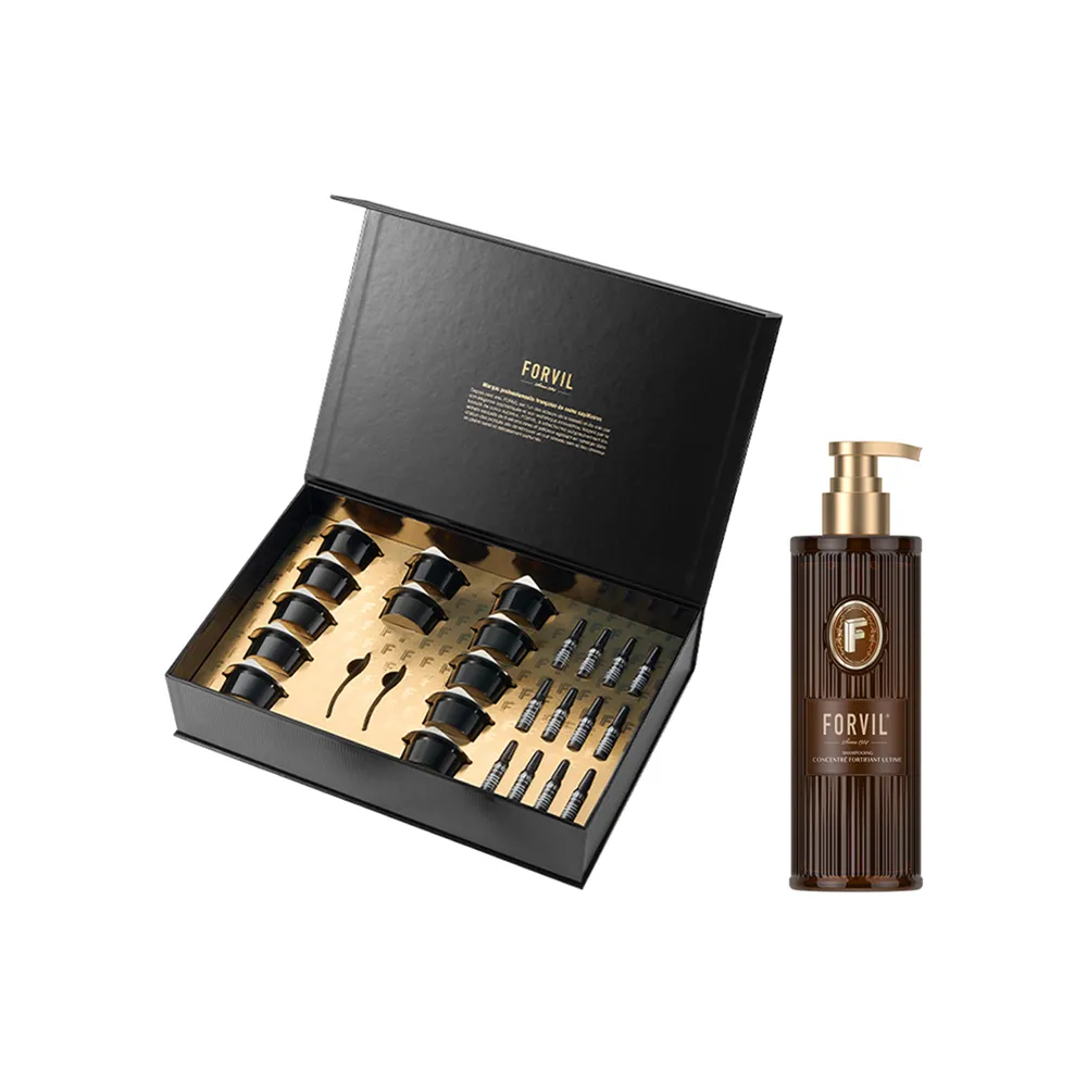 FORVIL 温莎森林 臻护多效精华发膜套装+根源强韧精华洗发露 洗发露520ml+套装（18g*12+1ml*12）