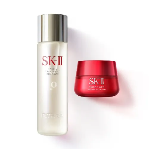 【特卖】SK-II 护肤精华露与赋能焕采精华霜套装 (神仙水230ml+滋润版大红瓶面霜80g)
